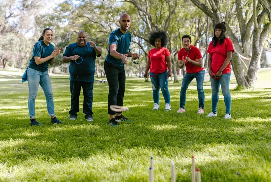 Corporate team building session with London office colleagues outdoors